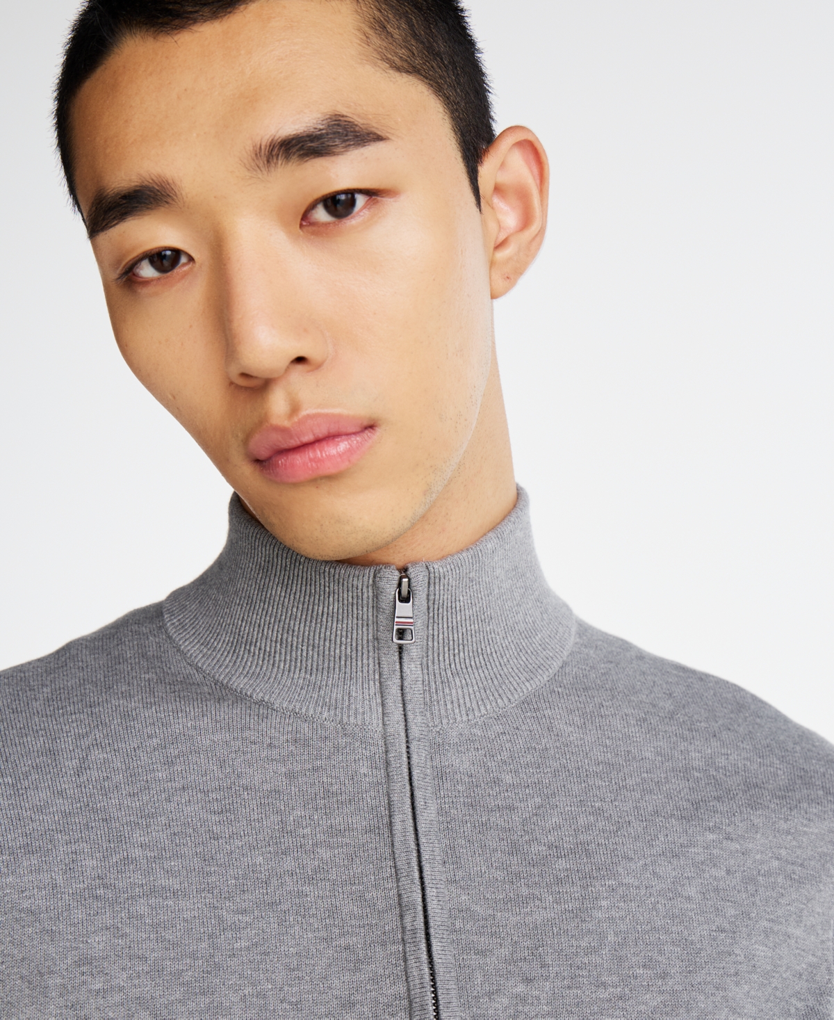 Tommy Hilfiger Men's Quarter-zip Pullover Knit Sweater In Medium Grey Heather