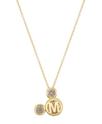 Cubic Zirconia Mickey Mouse Dream Initial Pendant Necklace