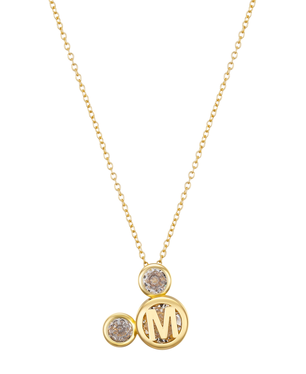 Disney Cubic Zirconia Mickey Mouse Dream Initial Pendant Necklace In Gold-m