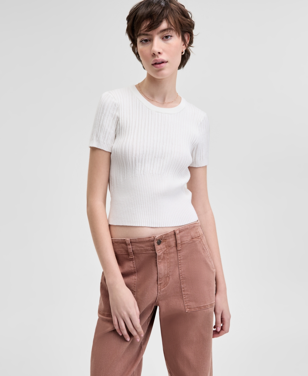 And Now This Women's Cotton Cropped Sweater Tank Top, Regular & Petites, Exclusively At Macy's In Calla Lily