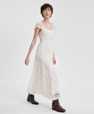 Women's Scoop-Neck Ruffle-Sleeve Maxi Lace Dress, Created for Macy's 