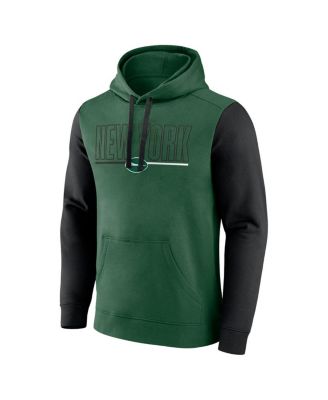 Men's Green/Black New York Jets Outline Pullover Hoodie