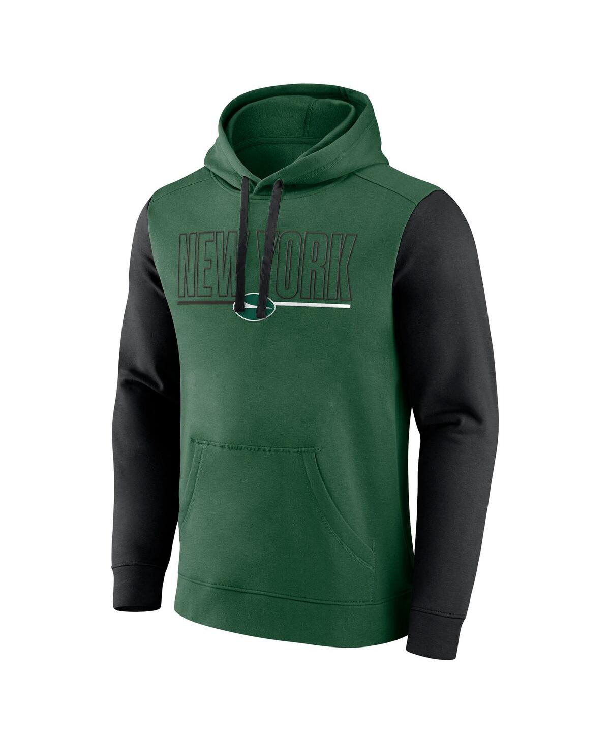 Fanatics Men's Green/black New York Jets Outline Pullover Hoodie In Green,black