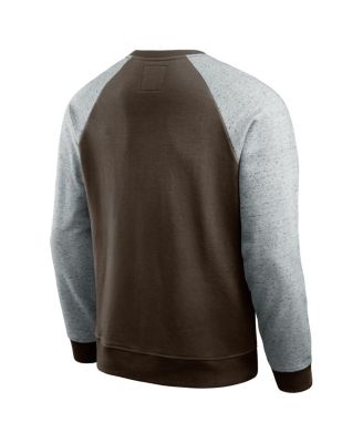 Men's Brown/Heather Gray Cleveland Browns Colorblock Pullover Sweatshirt
