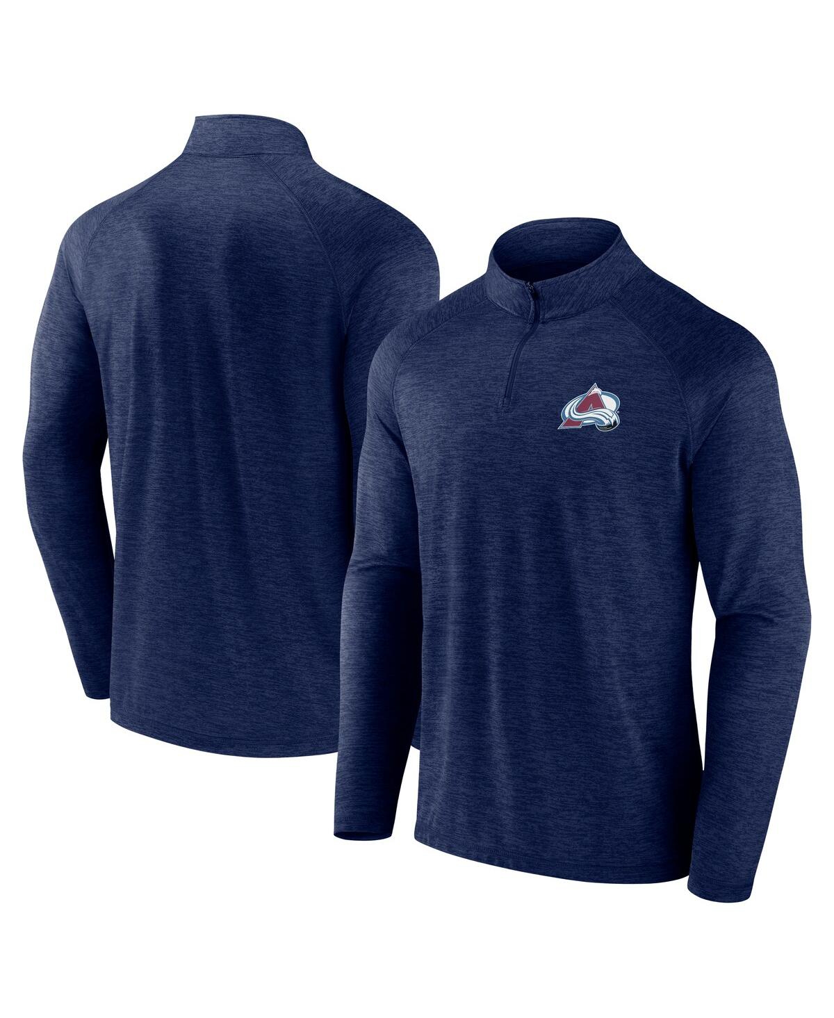 Men's Navy Colorado Avalanche Head-to-Head Raglan Quarter-Zip Top - Navy