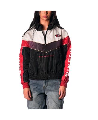 The Wild Collective Womens Black San Francisco 49ers 14 Zip Track Jacket 16190₽