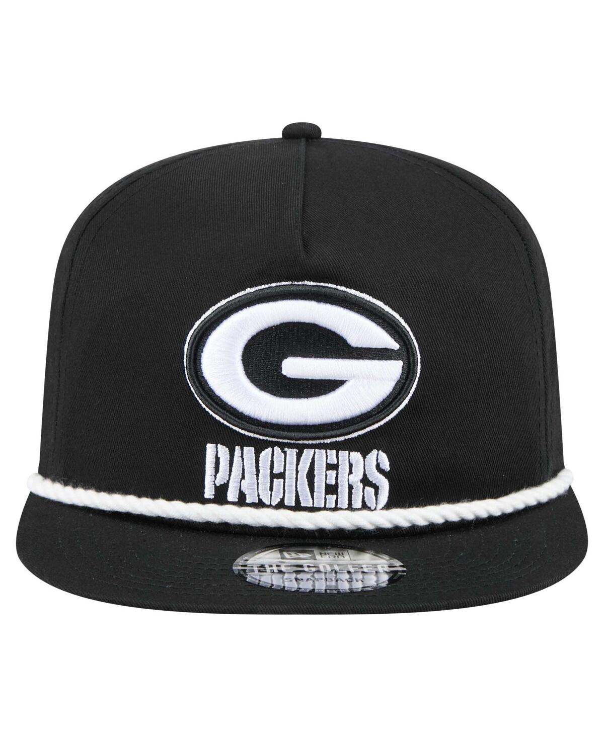 New Era Men's Black Green Bay Packers B-Dub Golfer Snapback Hat