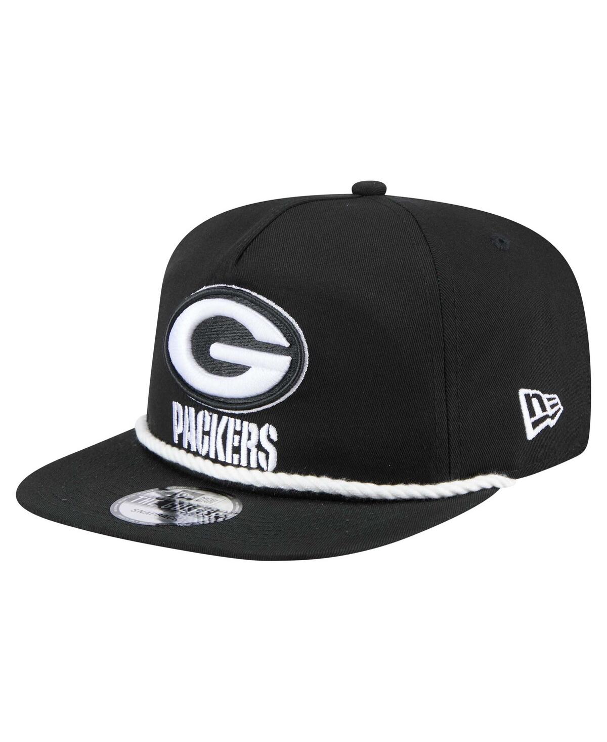 New Era Men's Black Green Bay Packers B-Dub Golfer Snapback Hat