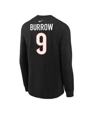 Big Boys and Girls Joe Burrow Black Cincinnati Bengals Player Name Number Long Sleeve T-Shirt