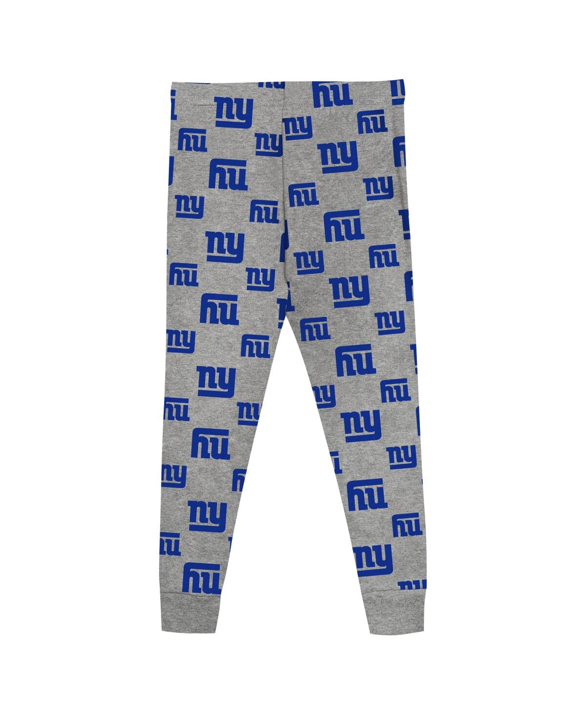 Outerstuff Big Boys And Girls New York Giants Long Sleeve T-shirt And Pants Sleep Set In Heather Gray