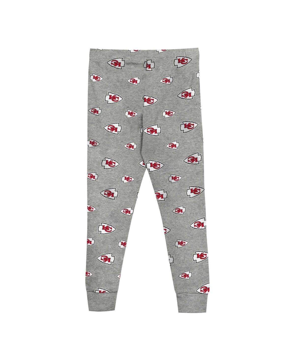 Outerstuff Big Boys Heathered Gray Kansas City Chiefs Long Sleeve T-shirt And Pants Sleep Set In Heather Gray