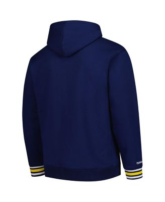 Men's Navy Michigan Wolverines Chain stich Fleece Pullover Hoodie