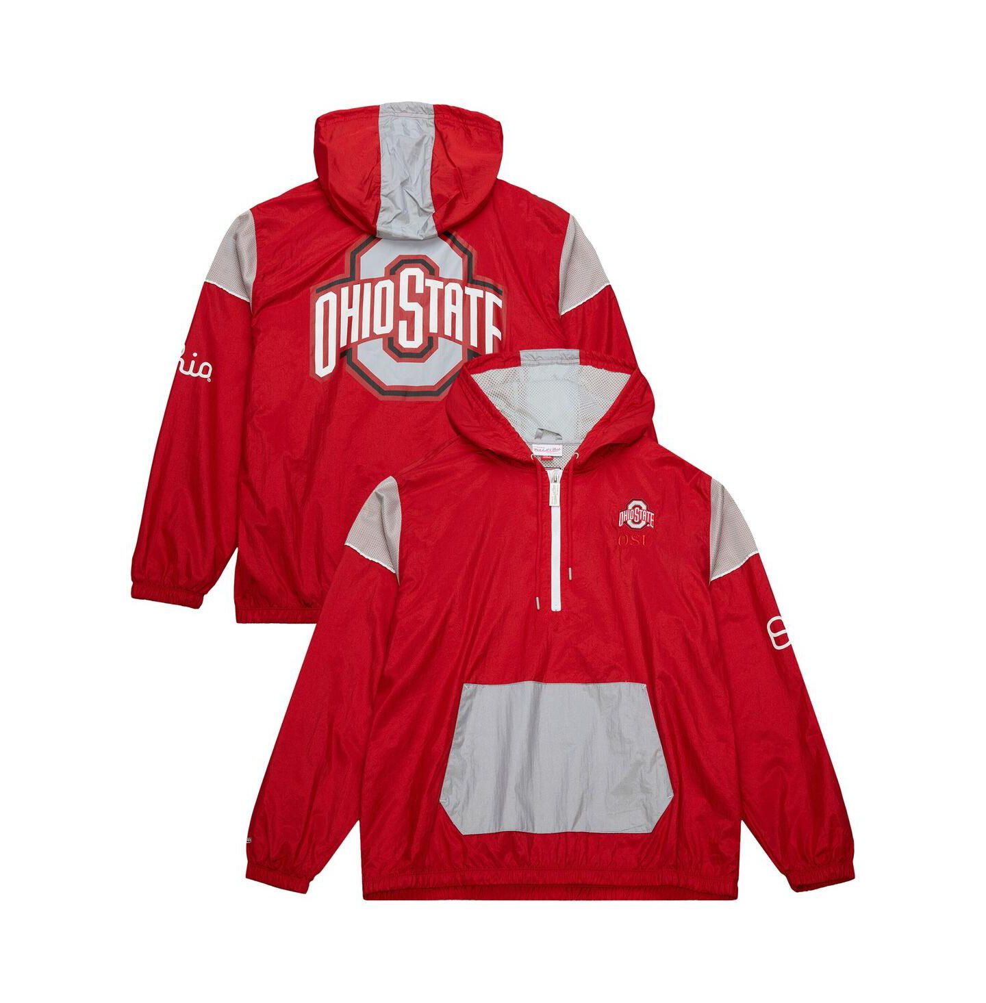 Мужское худи Mitchell & Ness Scarlet Ohio State Buckeyes Team 3.0 Anorak Half-Zip — фото 1