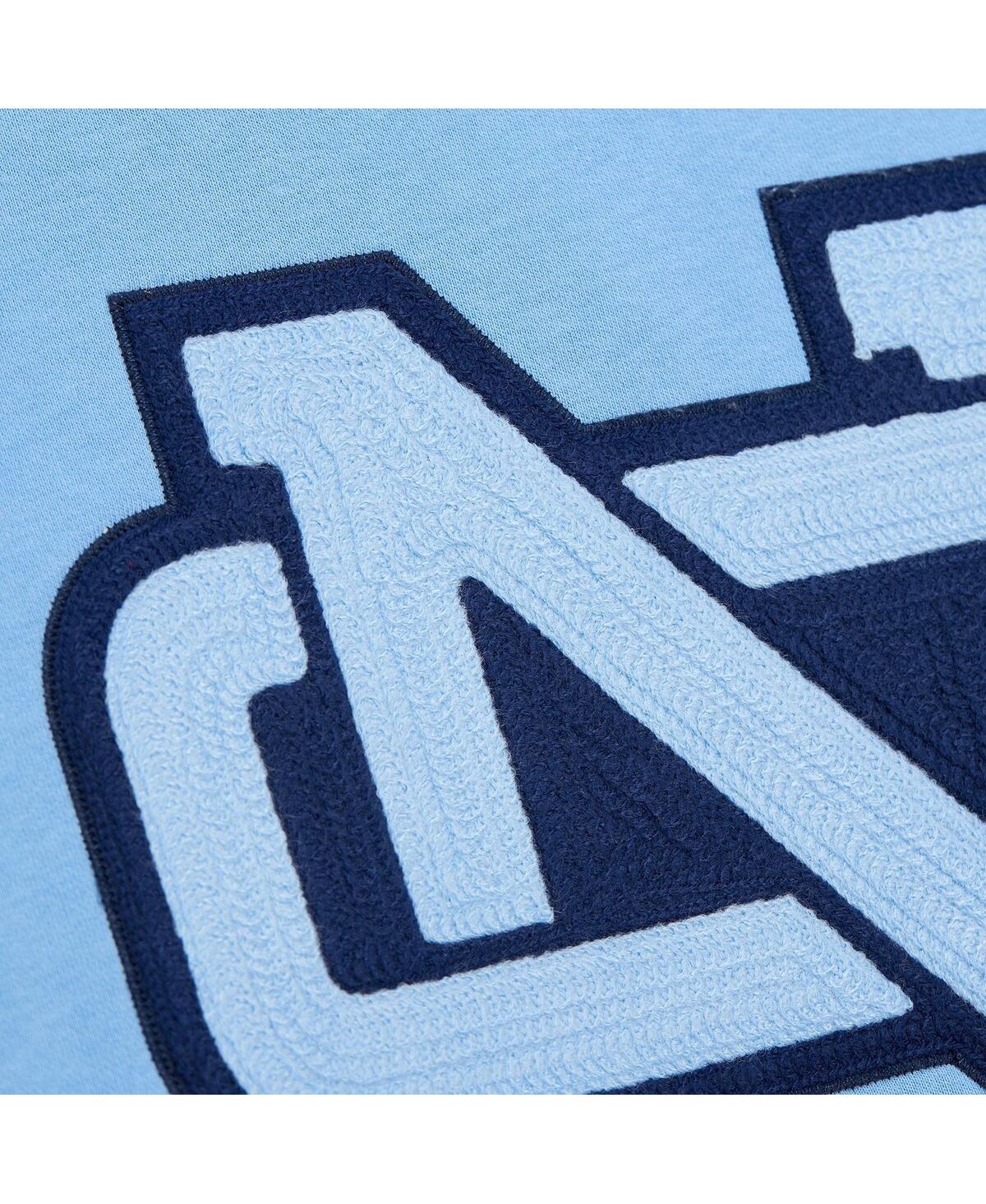 Mitchell & Ness Men's Carolina Blue North Carolina Tar Heels Chain Stich Fleece Pullover Hoodie In Light Blue