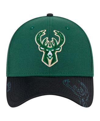 Men's Hunter Green Milwaukee Bucks Sport Night Visor Hit 39THIRTY Flex Hat