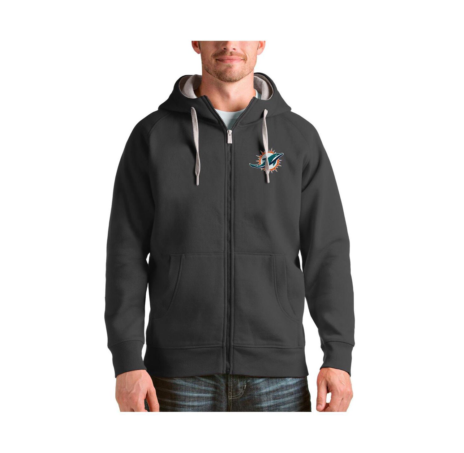 Men's Charcoal Miami Dolphins Victory Full-Zip Hoodie