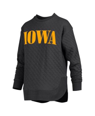 Pressbox Womens Black Iowa Hawkeyes Quilted Long Sleeve Pullover Sweatshirt 15290₽