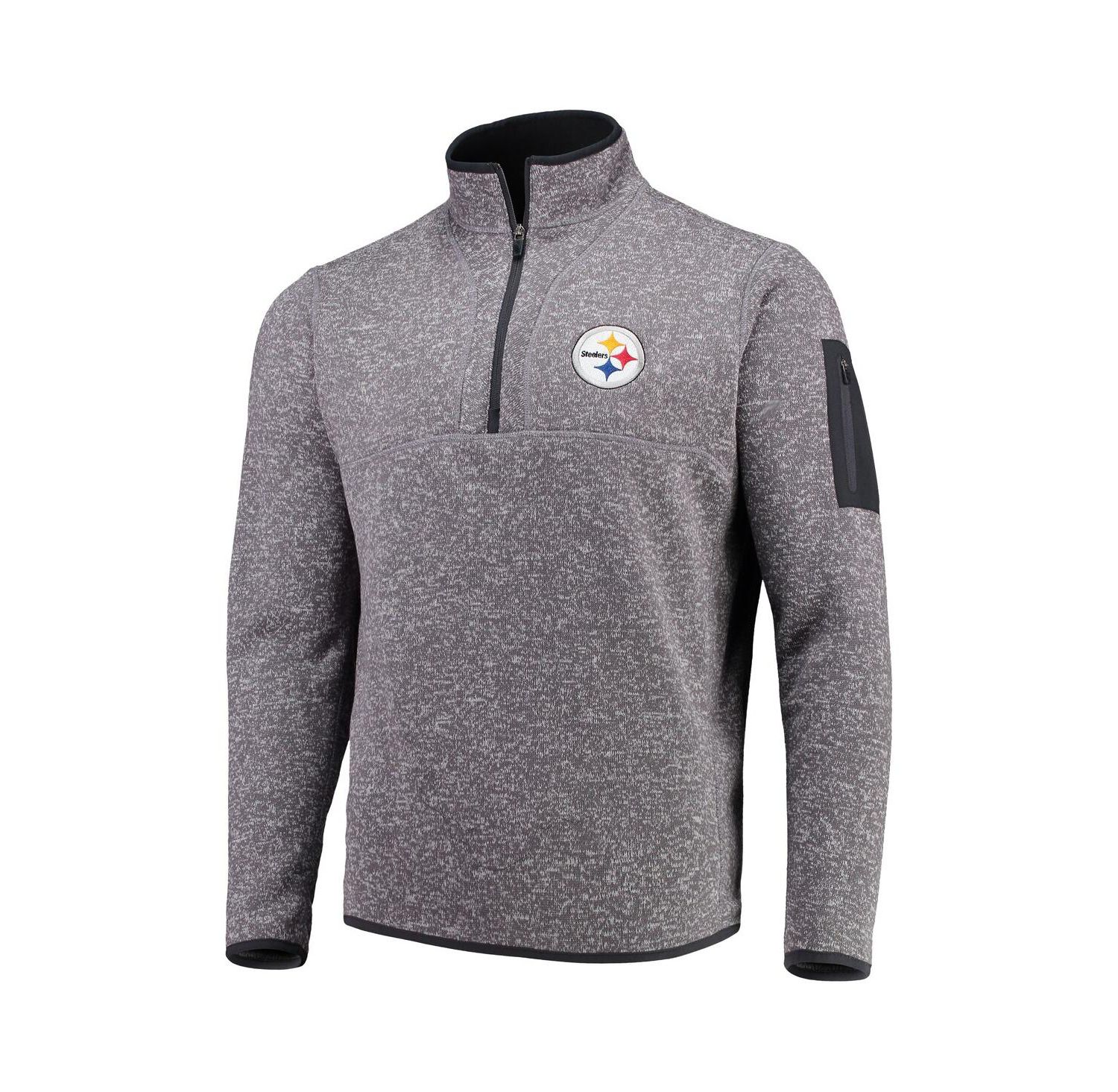 Men's Charcoal Pittsburgh Steelers Fortune Quarter-Zip Pullover Jacket