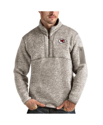 Antigua Mens Oatmeal Kansas City Chiefs Fortune Quarter-Zip Pullover Jacket 16390₽