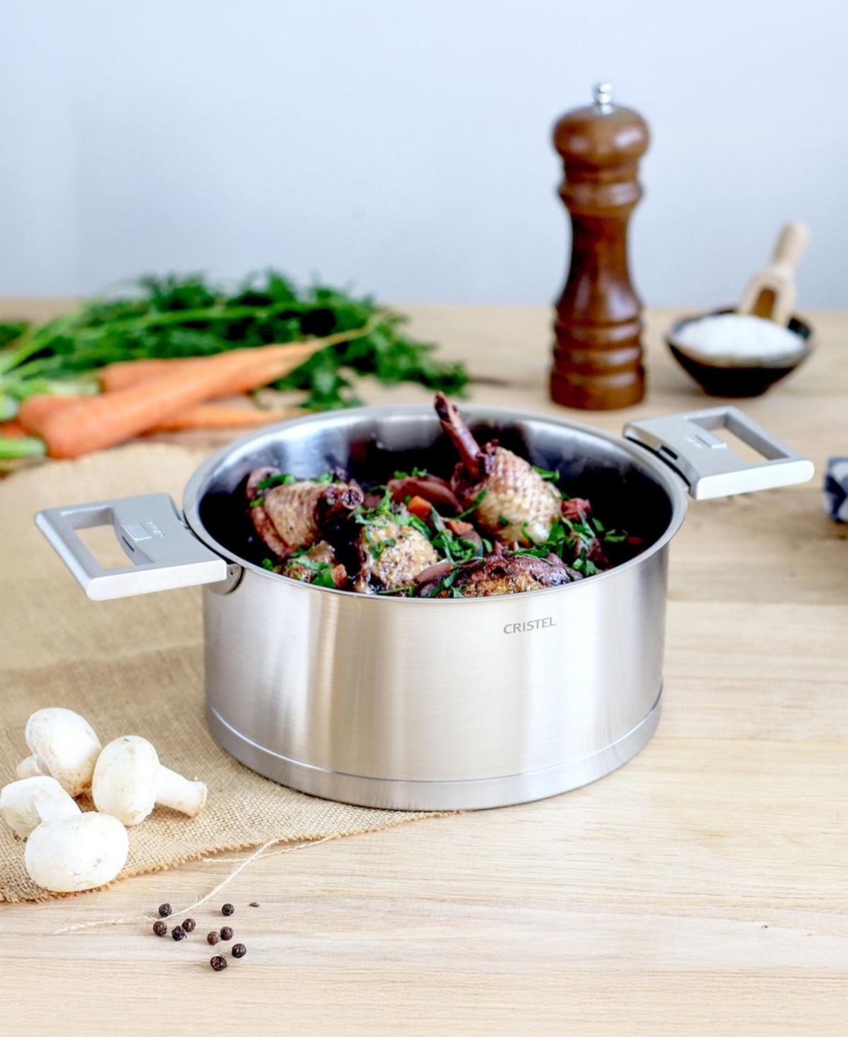Cristel Stainless Steel 3-piece Strate Saucepan Set In Silver