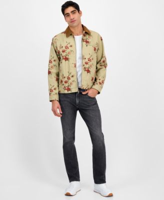 Sun Stone Мужская вельветовая куртка Sean с длинным рукавом и воротником-стойкой на молнии спереди в цветочек эксклюзивно от Macys 18090₽