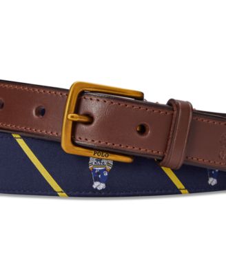 Men's Polo Bear Leather-Trim Belt