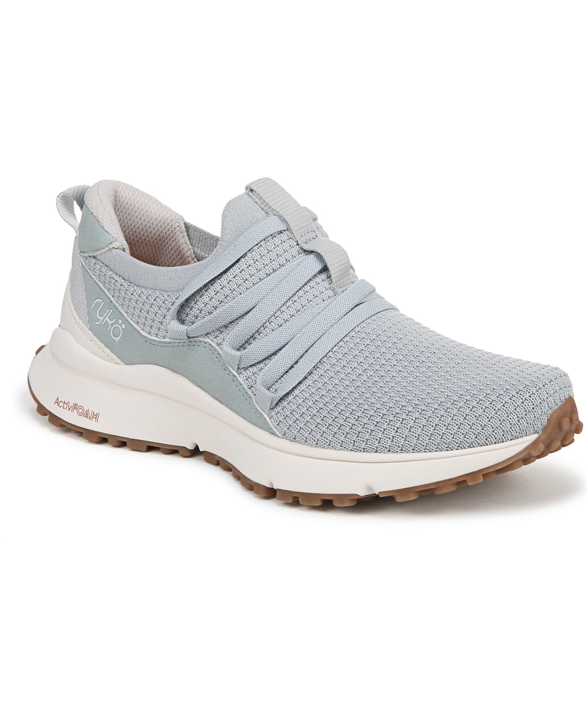 Ryka Women's Jumpstart-lace Slip On Sneakers In Pearl Blue Knit Fabric