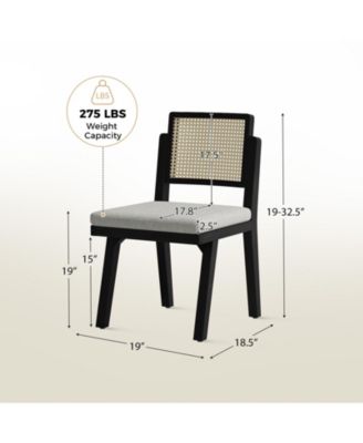 Bert Modern Dining Chair with Woven Rattan Backrest and Solid Wood Legs