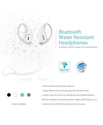 Weatherproof Bluetooth Sports Headphones with Built-in Mic, White