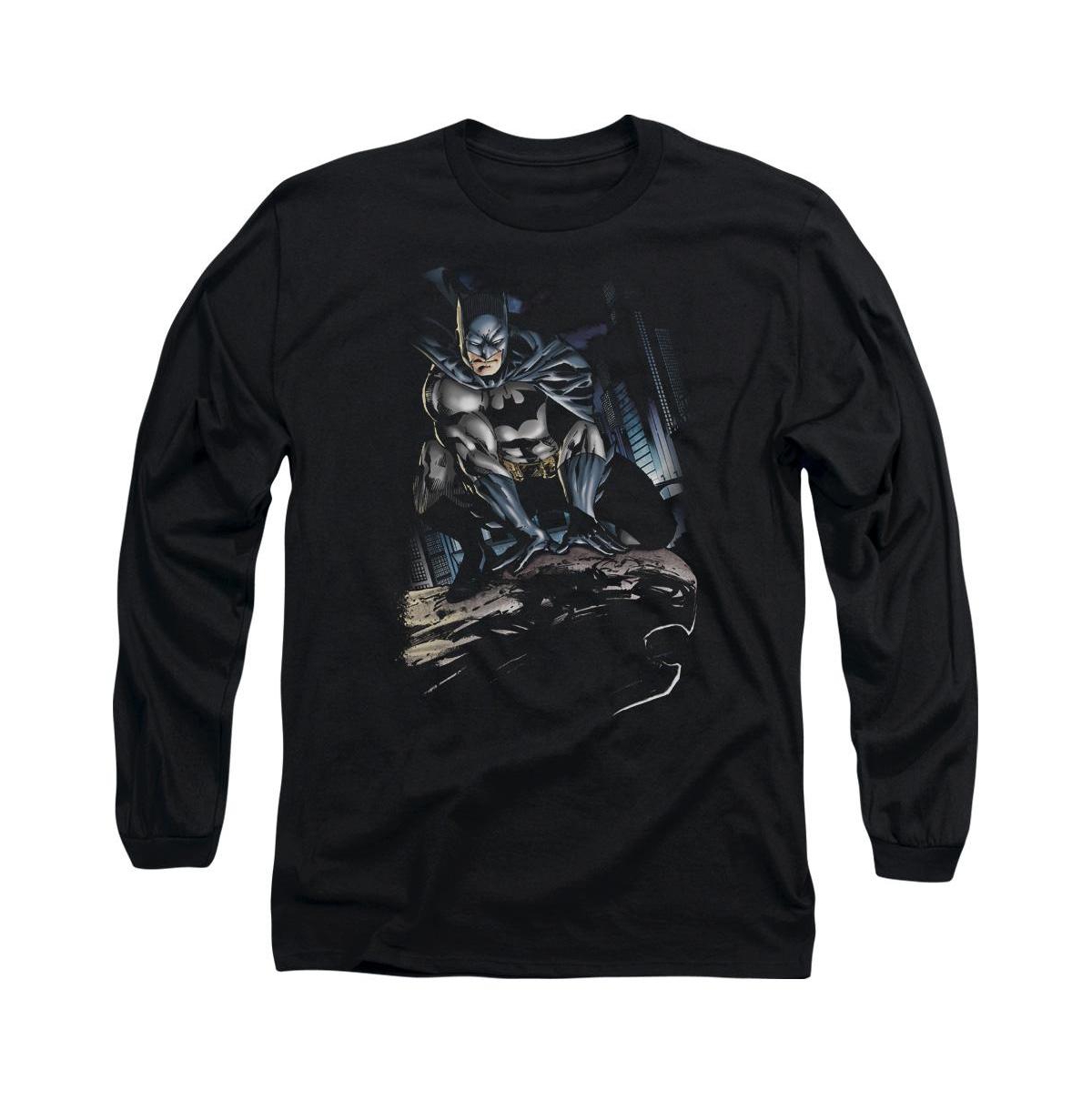 Men's Perched Long Sleeve Adult Tee / T-Shirt - Black