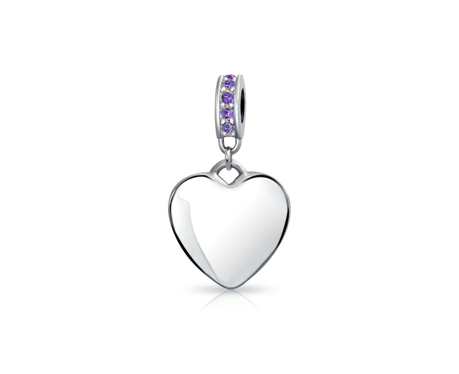 Heart Shape Blue Crystal Dangle Bead Charm For Bracelet Sterling Silver