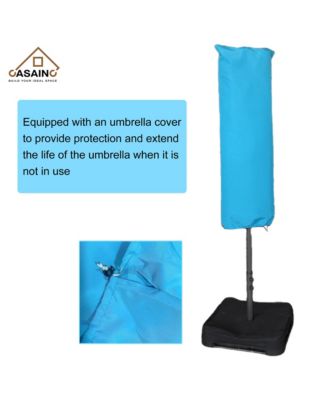 Outdoor Double-Sided Patio Umbrella with Base 36 LED Light Market Umbrella with Cover