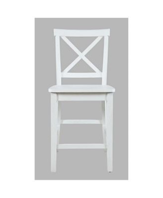 Eastern Tides Coastal Wire-Brushed Wood X-Back Counter Barstool (Set of 2)
