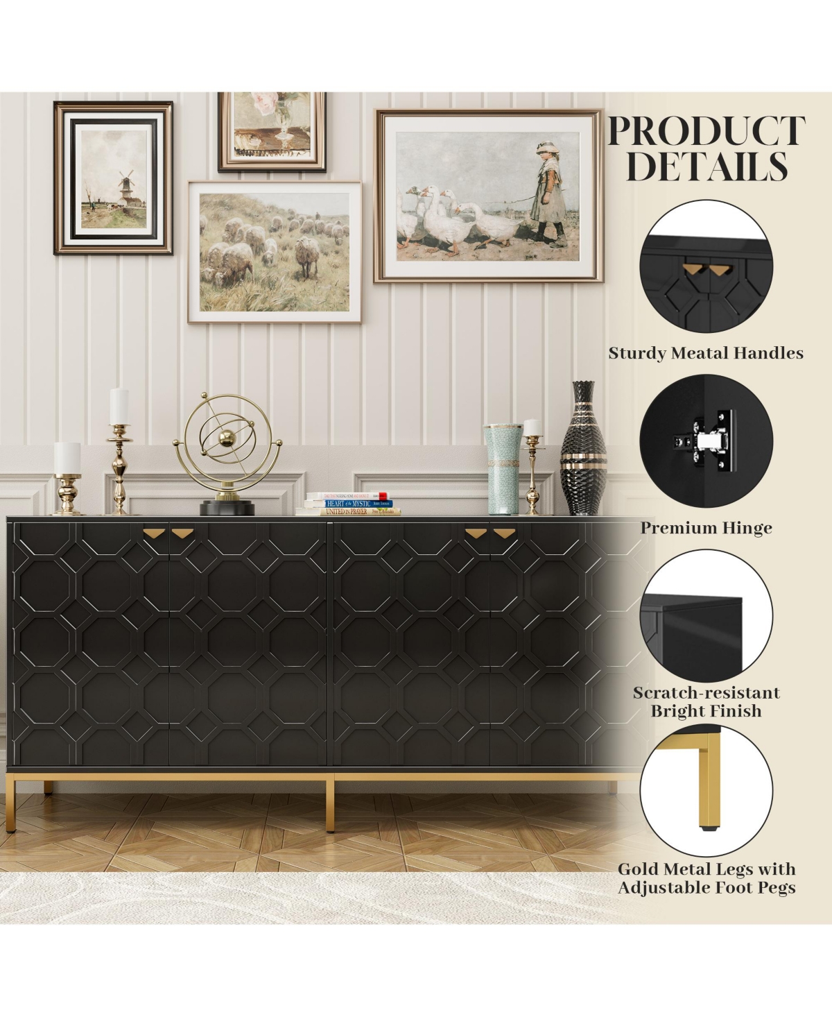 Boyel Living 4 Door Locker Accent Cabinet