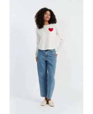 Women's Pure Merino Heart Breton Sweater