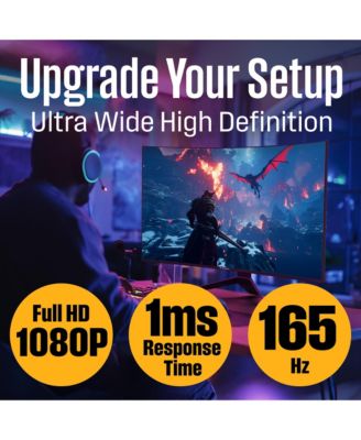 27" Curved, Full HD 1080p, 165Hz, Built-in Speakers, DisplayPort & HDMI Gaming Monitor