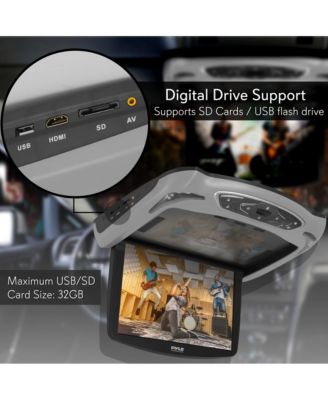 13.3'' Car Overhead Monitor with CD/DVD Player, USB, SD, FM Transmitter