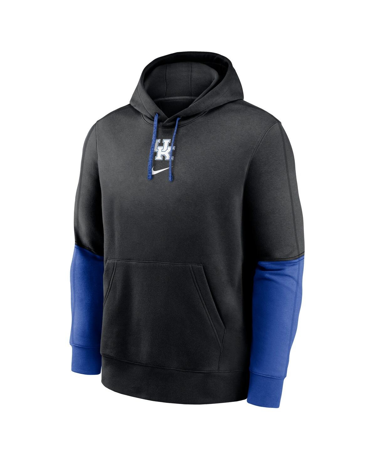 Nike Men's Anthracite/royal Kentucky Wildcats 2024 Sideline Club Pullover Hoodie In Anthracite,royal
