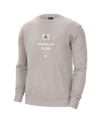 Men's Stone Brooklyn Nets Courtside Statement Edition Heavyweight Pullover Sweatshirt