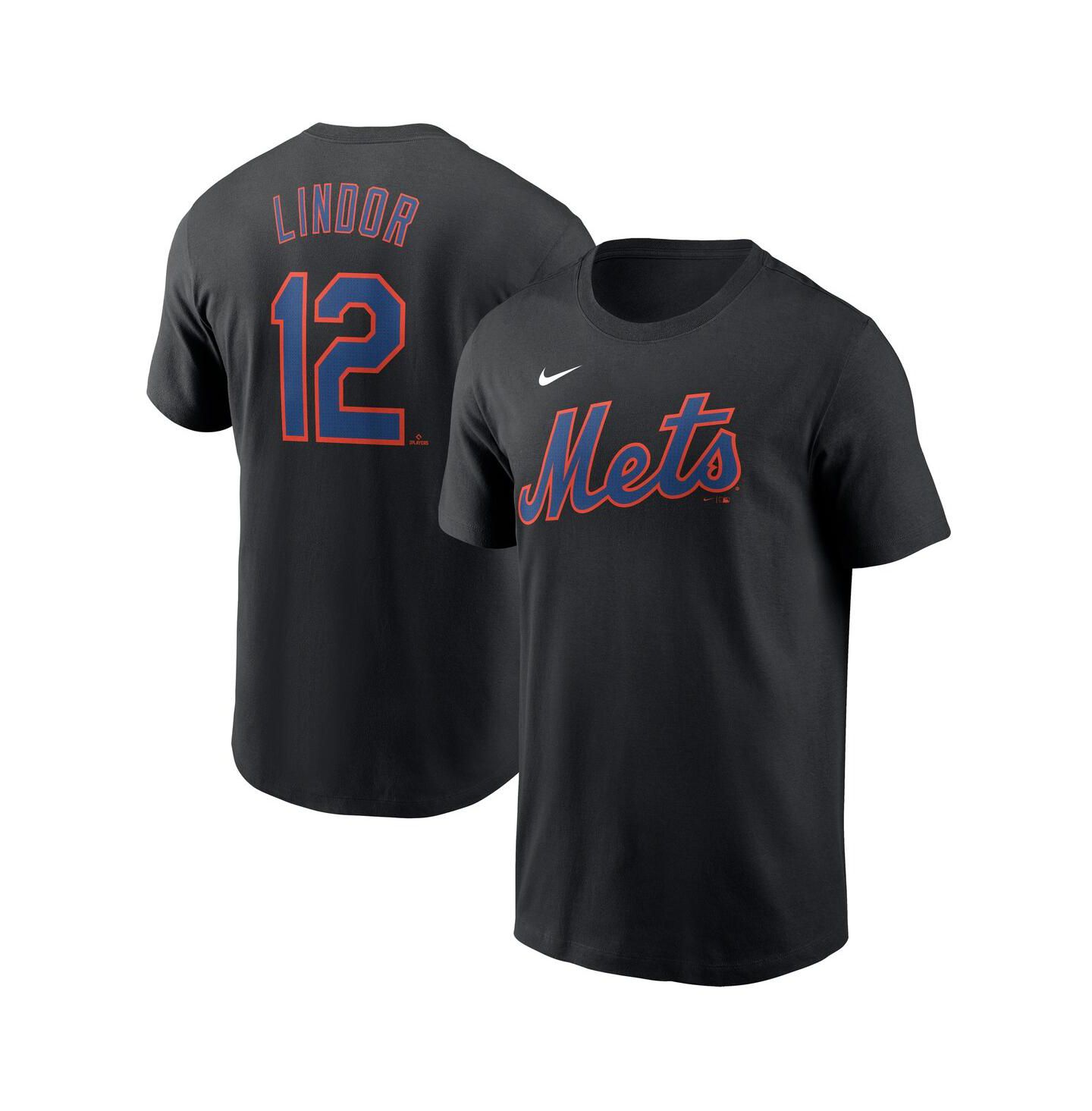 Мужская футболка Nike Francisco Lindor Black New York Mets Fuse Name & Number — фото 1