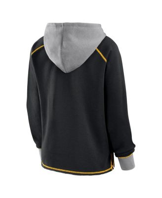 Women's Black Pittsburgh Steelers Boom Fleece Pullover V-Neck Hoodie