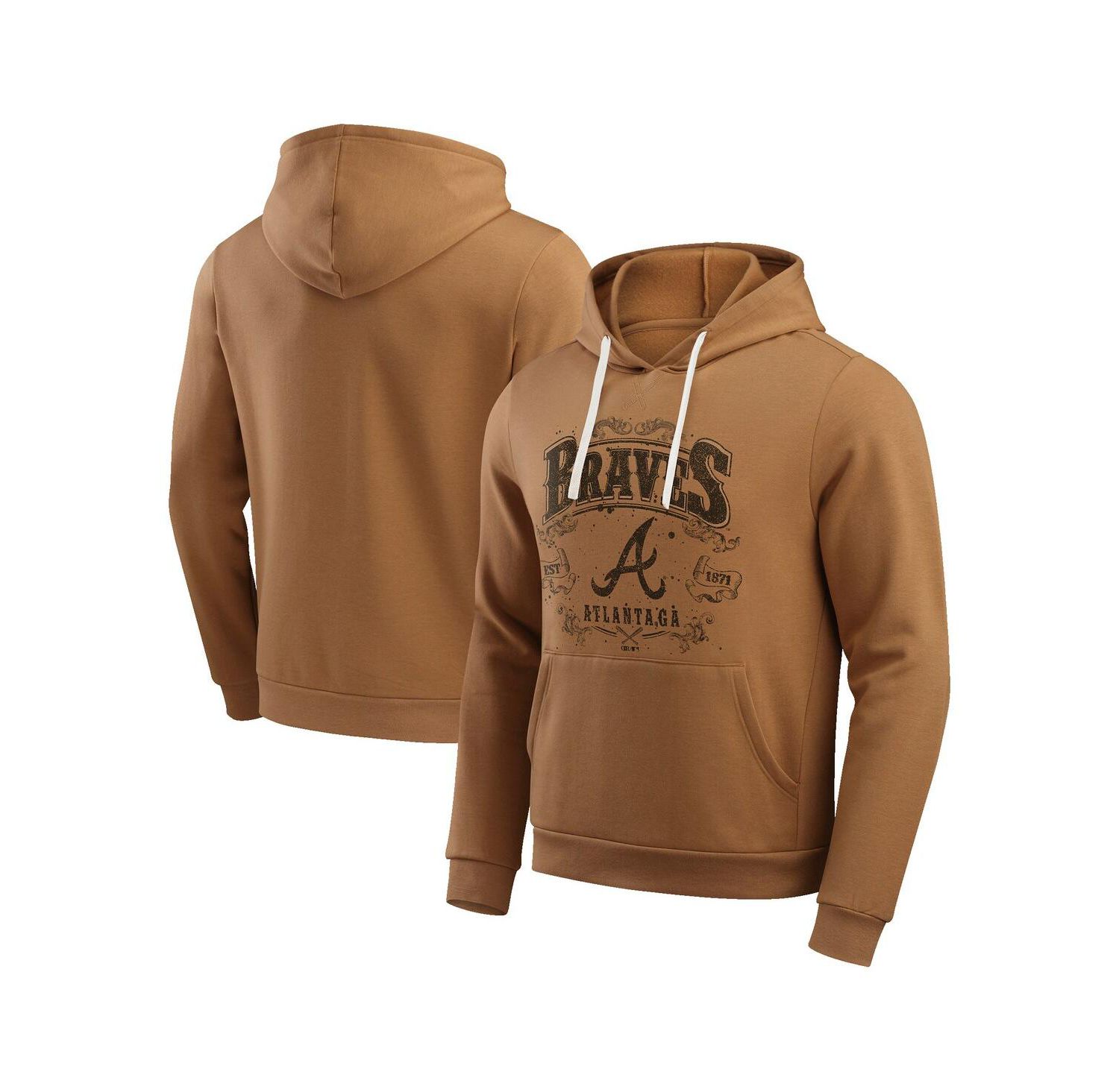 Darius Rucker Collection by Men's Tan Atlanta Braves Camp Fleece Pullover Hoodie
