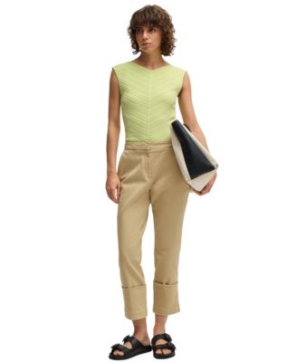 Women's Knitted Structure V-Neck Top