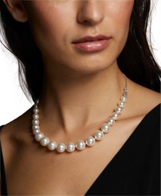 Eliot Danori Silver-Tone Cubic Zirconia - Imitation Pearl Frontal Necklace 15 3 extender Exclusively at Macys 19090₽