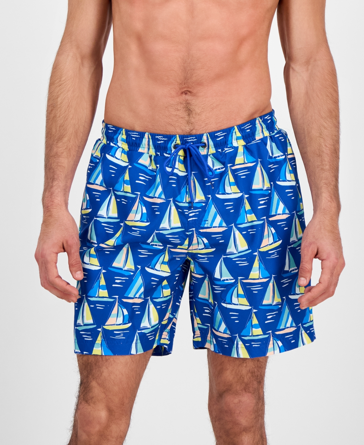 Men's Sail Boat 7" Swim Trunks, Exclusively at Macy's - Pale Sun