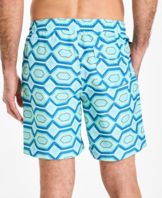 Men's Geometric Print Drawstring 7" Swim Trunks, Exclusively at Macy's