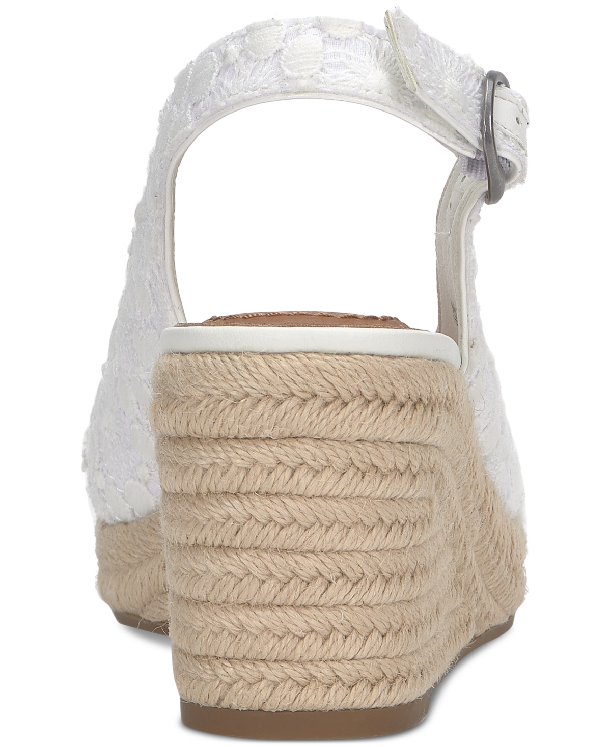 Shop Lucky Brand Women's Cyrila Floral Slingback Peep-toe Espadrille Wedge Sandals In White Lace Floral