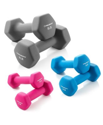 Neoprene Dumbbell Hand Weights with Stand, 32 lbs (3 lb, 5 lb, 8 lb Pairs)