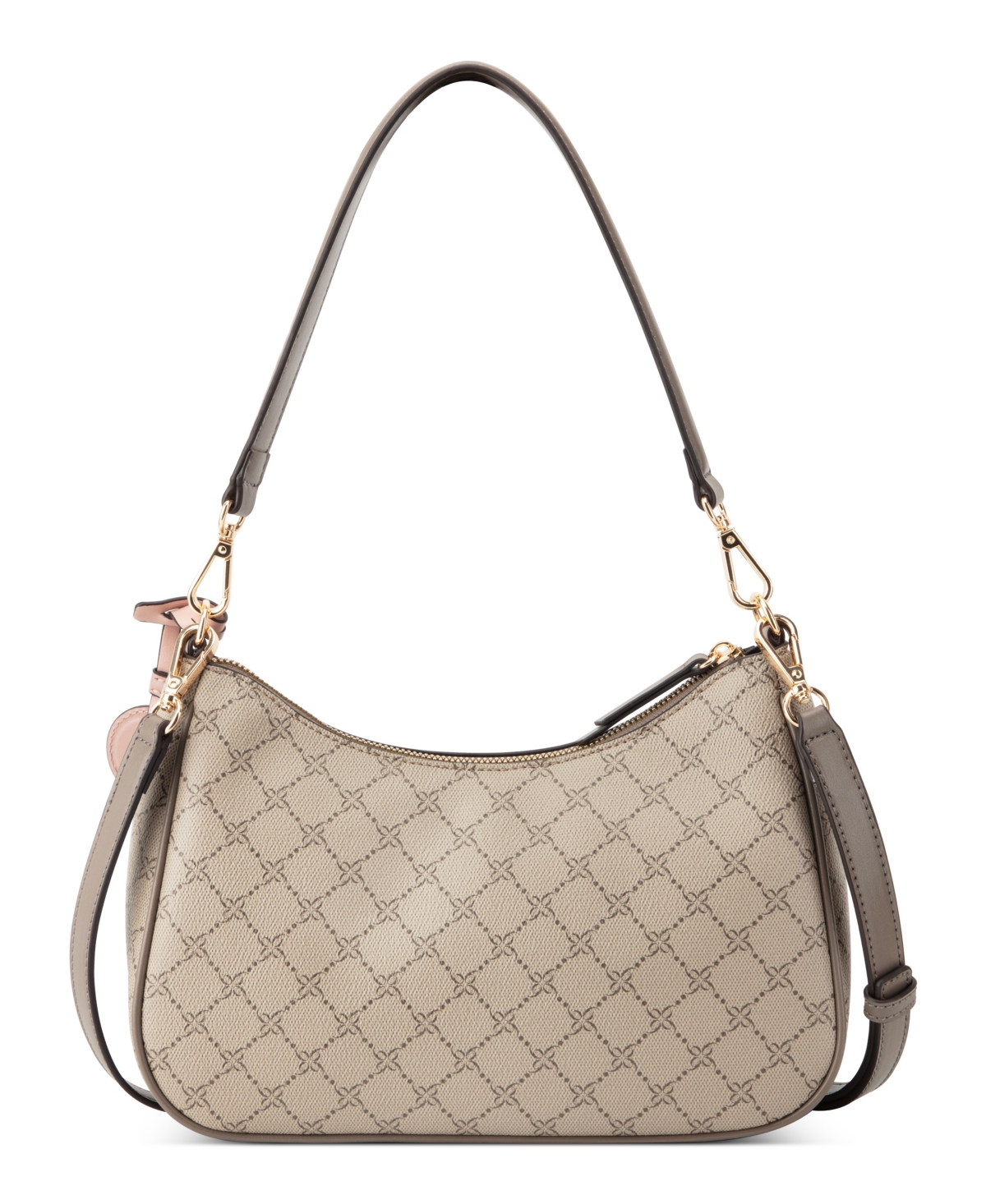 Nine West Caireann Medium Shoulder Bag In Beige Logo Flint