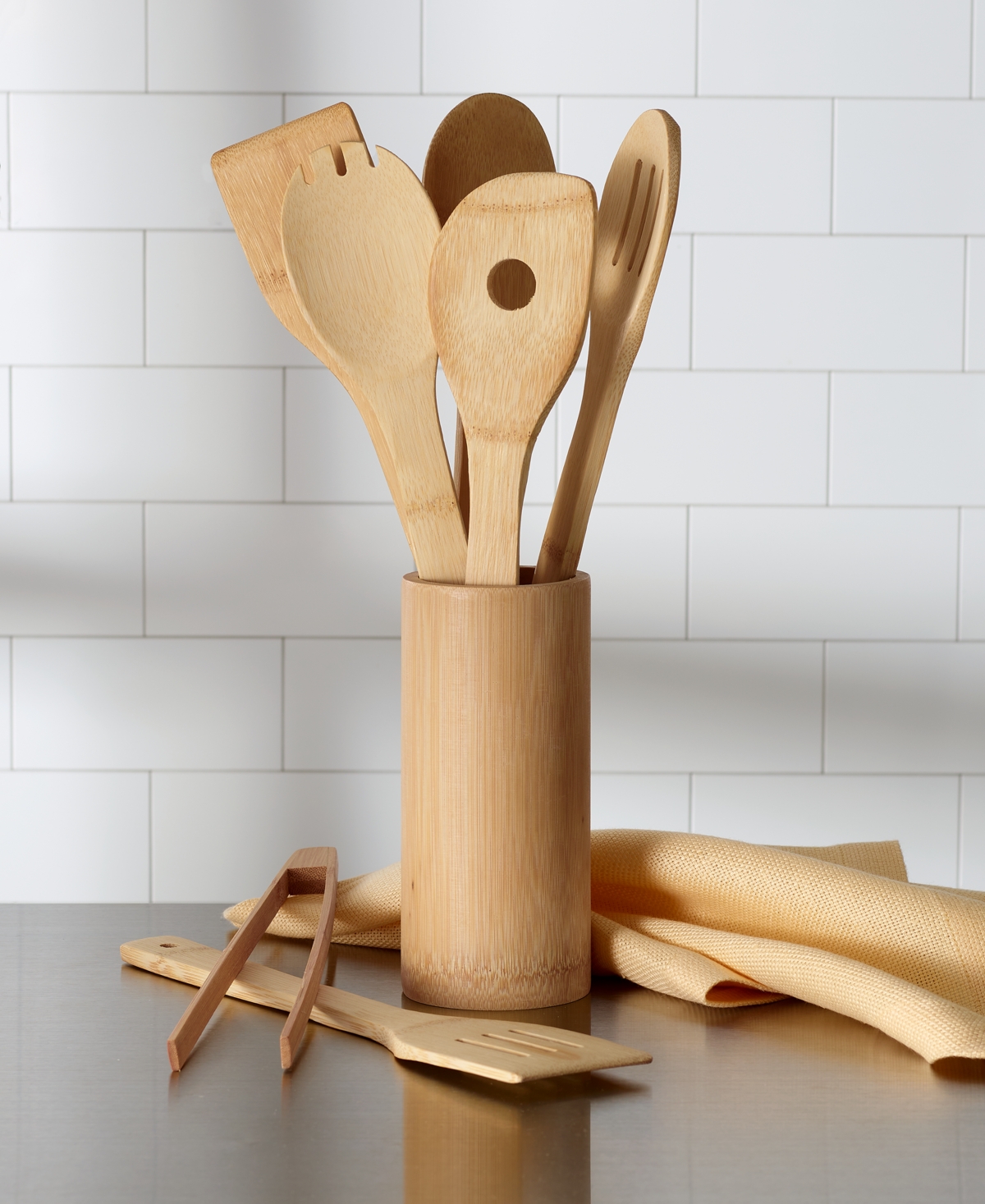 Arch Studio 7-piece Bamboo Utensil Set & Holder, Exclusively At Macy's In No Color